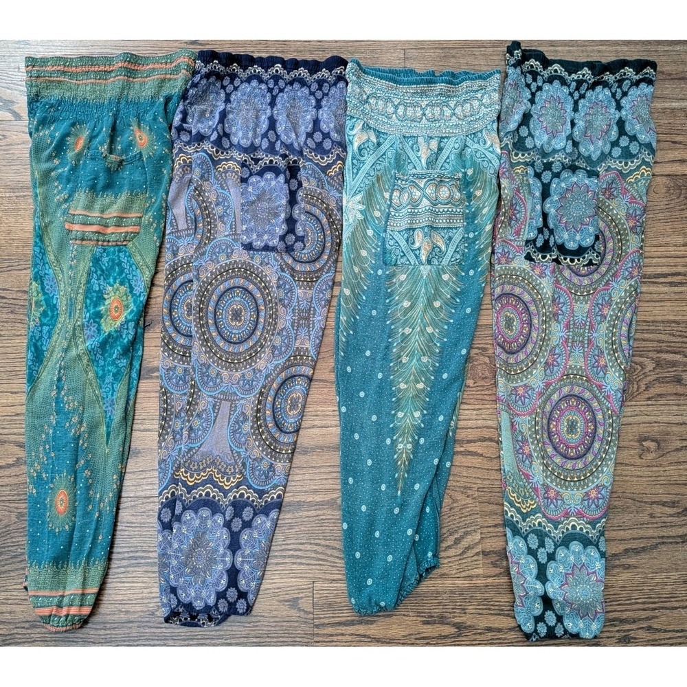 Joob Joob Pants Lot Of 4 Sz S/M Multicolor Mandala Harem Boho Hippie Festival